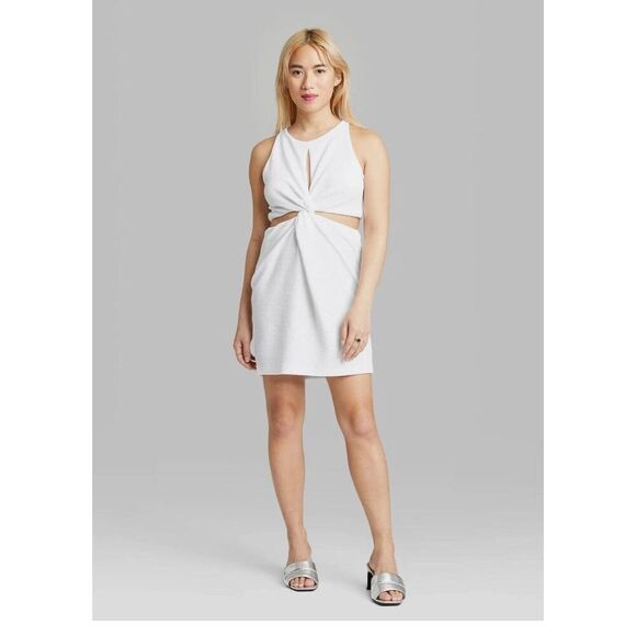 NEW  wild fable Women's Sleeveless Twist-Front Bodycon Dress - Wild Fable - Whit - Picture 1 of 9